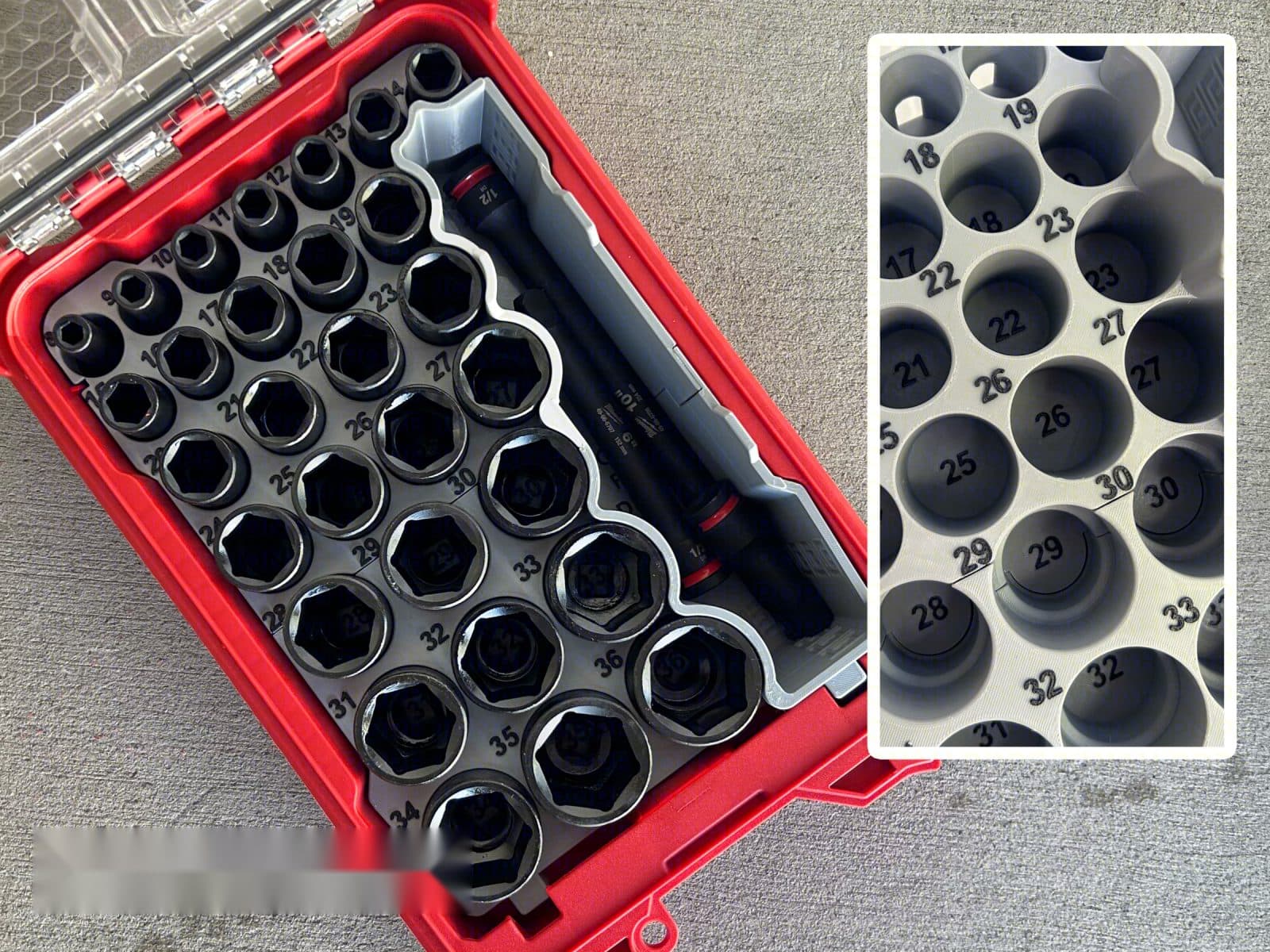 Organizador Packout para juego de dados Shockwave métrico 1/2" (29 pzs)